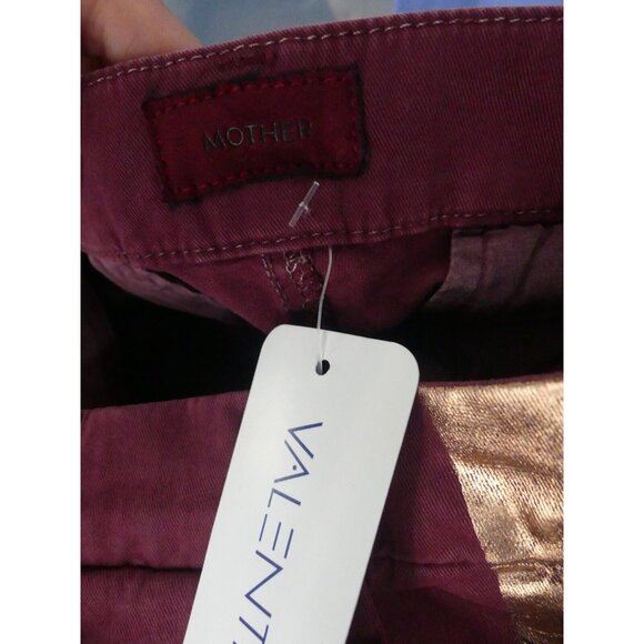 MOTHER 29 Pants The Shaker Prep Fray Killing Time Rose Gold Ankle Merlot NWT - Picture 9 of 10